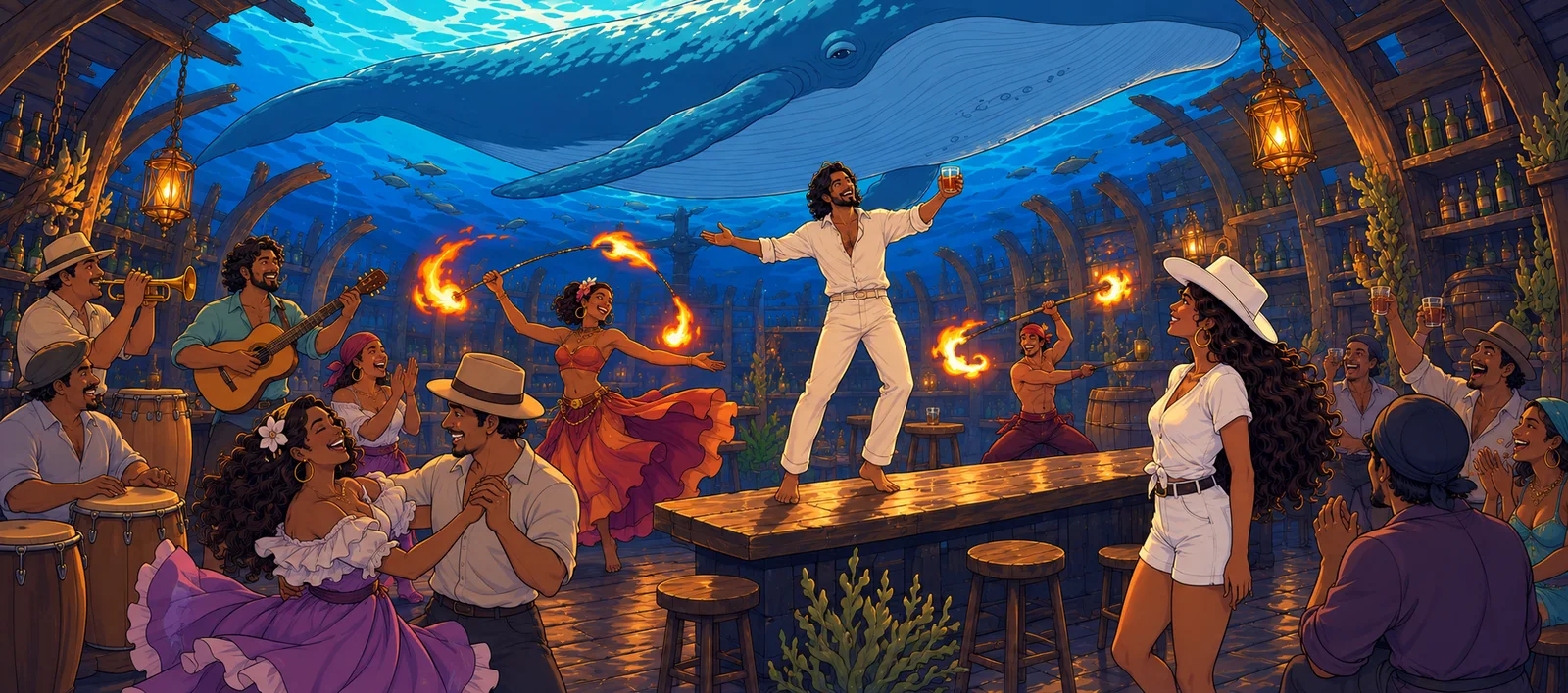 El Rincón, her father singing on the bar, a whale drifting overhead